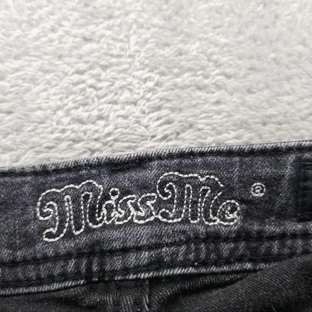 Miss Me Jeans Womens 33 Gray Mid‎ Rise Skinny Lace Side Stripe Stretch Charcoal